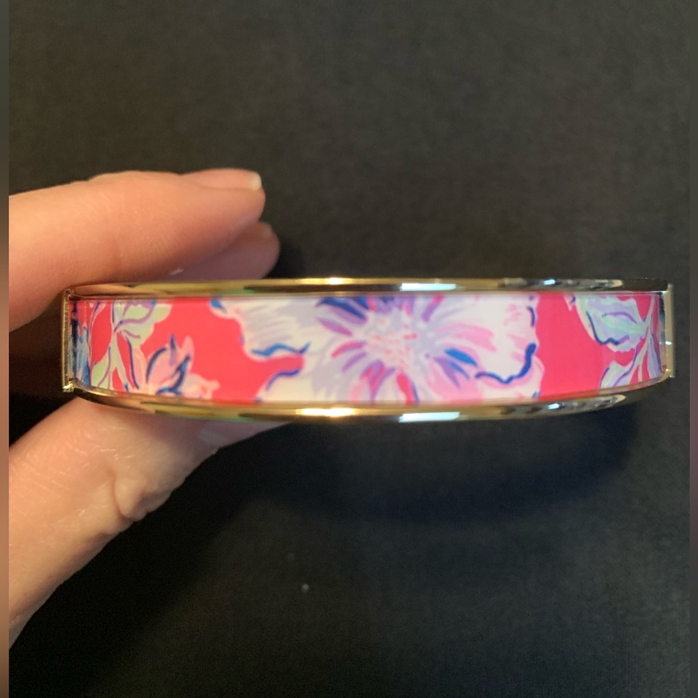 Lilly Pulitzer Floral Pink and Gold Bangle Bracelet
